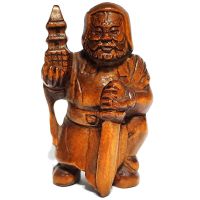 Y6457-2Quot; แกะสลักด้วยมือแกะสลักกล่องไม้ Netsuke รูปแกะสลัก: เทพสายฟ้า Bishamonten