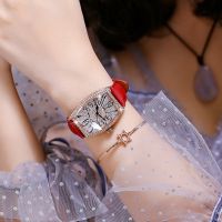 Female table light luxury casks digital watch web celebrity in same temperament lady really belt big diamond dial square watch