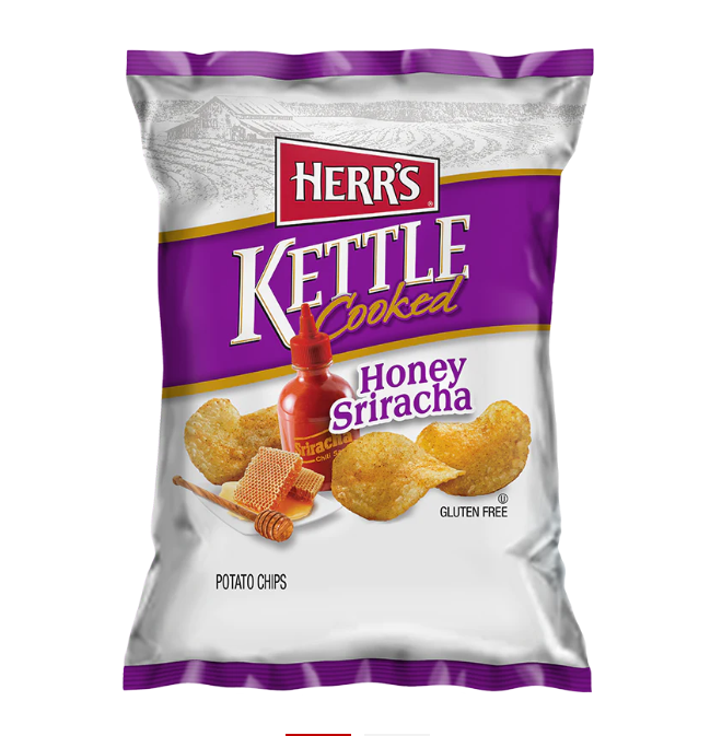 Herr's Kettle Cooked Honey Sriracha Flavored Potato Chips Gluten Free