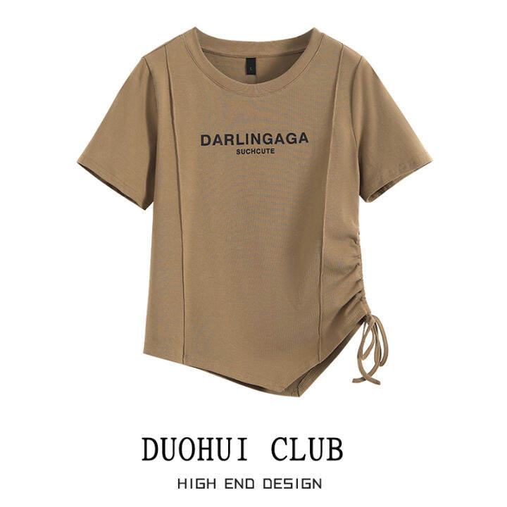 duohui-ไซส์ใหญ่-m-l-xl-2xl-3xl-4xl-เสื้อเชิ้ตแขนสั้น-สีดำ-สีขาว-สีน้ำตาล-คอกลม-รัดรูป-ใส่สบายๆ-แฟชั่น-เสื้อยืดหญิง-เสื้อยืด-ผญสวย-ๆ-เสิ้อยืดผญ