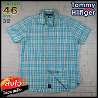 Tommy Hilfiger®แท้ อก 46 เสื้อเชิ้ตผู้ชาย ทอมมี่ ฮิลฟิกเกอร์ สีฟ้า เสื้อแขนยาว เนื้อผ้าดี ใส่เที่ยวใส่ทำงาน