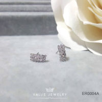 ต่างหูแป้น คริสตัลเรียง2แถว ขนาดเล็ก ต่างหู ตุ้มหู เครื่องประดับ ER0004 ValueJewelry