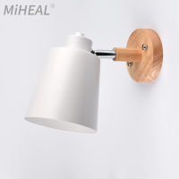 Wooden Wall Lamp Nordic Bedside Wall Light Wall Sconce Modern Wall light For Bedroom Macaroon 6 Color Steering Head E27 85V-285V