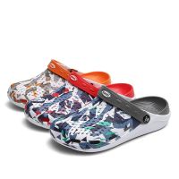 【CC】☎◕  Sandals Men Slippers Shoes Camouflage Platform Clogs Couple Garden Beach Zapatos Hombre