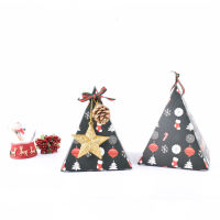 50pcslot New Colorful Christmas Jewelry Triangle Box Present Carton Pouch Kraft Paper box Party Favors Gift Boxes Party Supply