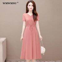 【HOT】☌❦﹉ Korean Short Sleeve Fashion Adjustable Waist Dresses Size 5Xl 4Xl Vestidos Elegante