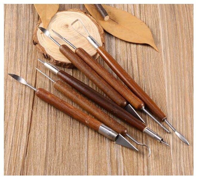 6 pcs clay tool sculpting wooden handle/ pottery / air dry clay