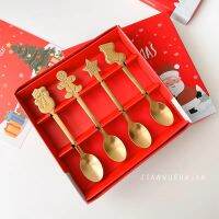 พร้อมส่ง?เซตช้อนกาแฟ คริสมาตส์ Xmas สุดคิวท์ สีทอง หรูหรา โดดเด่น ส่งเป็นของขวัญได้ ของขวัญ วันปีใหม่??