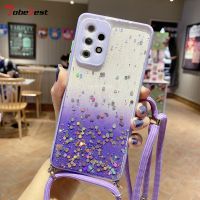 [LWF HOT] ❈ 二สร้อยคอ Lanyard Bling Glitter Case สำหรับ Samsung Galaxy A13 A23 A33 A53 A73 4G 5G สายคล้องสายโซ่ซิลิโคนอ่อน