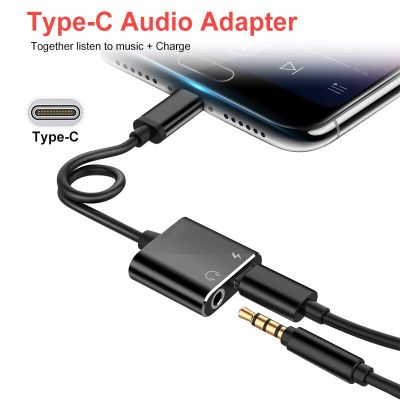 2 in 1 Type C to 3.5MM Audio Aux Adapter Charging Port Two-in-One Type-C Audio Charging AUX Adapter Cable Songs Call Connector Cables