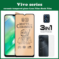 (3ใน1) VIVO Vivo Y91C Y91i Y91 Y95 Y93ป้องกันหน้าจอกระจกเซรามิก + ฟิล์มกล้อง + หลังฟิล์มสำหรับ Vivo Vivo Y22S Y15S Y02 Y11 Y20i Y12 Y15 Y17 Y15A Y16 Y20S (G) y35 Y33S Y31 Y21T Y76ฟิล์มบางเซรามิก5กรัม