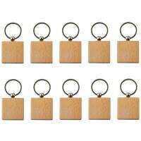 Blank Wooden Key Chain, Wooden Key Chain, Key Ring, Key Tag, Personalized EDC or Best Gift Craft (Square, 10 Pieces)