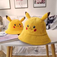 หมวกอะนิเมะ Pikachu ลายหมวกบังแดด Topi Bucket,หมวกหมวกลายการ์ตูนชายหาดชาวประมงกระเป๋าน่ารักปีกกว้างสำหรับเด็กผู้ใหญ่