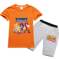 Sonic The Hedgehog เสื้อยืดกางเกงขาสั้นชุดสำหรับสาวเด็กแขนสั้นน่ารักอะนิเมะฤดูร้อน Tee เสื้อสั้นกางเกง RT1674A