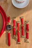 【Hot Sale】 New Years red new model suitable for iwatch7 apple s8 watch with applewatch65432se leather strap