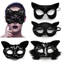 Half Face Fox Cat Mask Sexy Lace Eye Masks Hollow Erotic Animal Face Cover For Women Halloween Cosplay Masquerade Fancy Masks