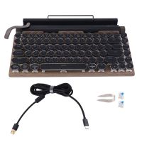 Typewriter Keyboard Wireless Bluetooth Keyboard USB Mechanical Punk Keycaps Retro for Desktop PC/Laptop