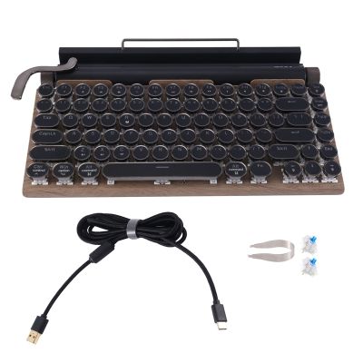 Wireless Bluetooth Keyboard USB Mechanical Punk Keycaps Retro for Desktop PC/Laptop