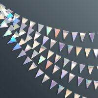 【CC】 Iridescent Unicorn Paper Flag Star Dots Garlands Hanging String Chain Wedding Birthday