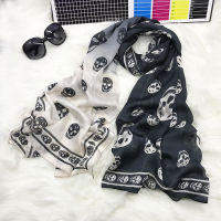 Luxury Brand New Summer Women cottonScarf Hijab Shawls and Wraps Female Foulard Echarpe Gradient skull Designer Bandana