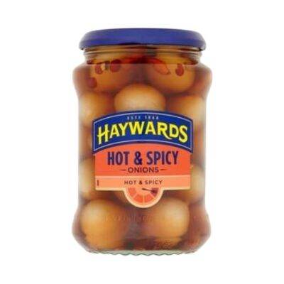 Import Foods🔹 Haywards Hot &amp; Spicy Onions 400g เฮย์เวิร์ด หัวหอมดองในน้ำส้มสายชู แบบเผ็ดร้อน 400กรัม