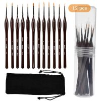 12pcs Miniature Detail Paint Brush Micro Fine Brushes Set Tiny Professional for Detailing Rock Acrylic Watercolor Oil Painting