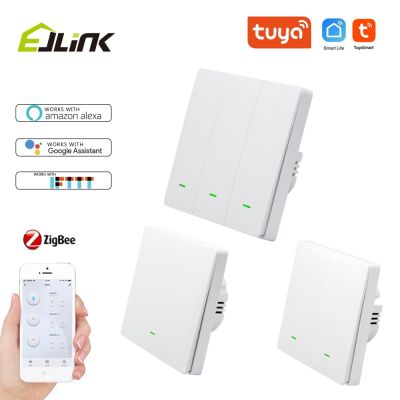 EJLINK Zigbee Push Button Switch No Neutral Wire APP Remote Control Smart Light Switches Works with Alexa Interruptor