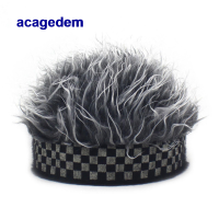 วิกผมสั้น Brimless Beanie หมวก Novelty Spiked Hair ตลก Brimless หมวกวิกผมปลอม Peaked ปรับ Skullcap Beanie หมวก