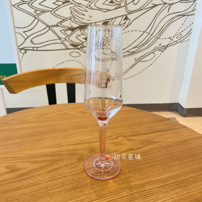 Startbuck แก้วขาตั้งกล้อง Taiwan Starbuck เชอร์รี่สีชมพู Blossom Season Cup 2023ฤดูใบไม้ผลิ Cherry Blossom Rain Glass แก้วแชมเปญสูงแก้ว Starbuck Starbuck