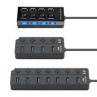 7 Port Powered USB 3.0 Hub On/Off Switches Splitter AC Adapter Cable PC Lap16eQn7 Port 3.0 USB Hubs