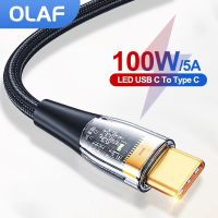 Olaf PD 100W/5A USB C ไปยัง Type C สาย6A/66W ชนิด USB ชนิดสายเคเบิ้ล Type C สำหรับ Huawei Xiaomi Samsung โทรศัพท์สายชาร์จสายข้อมูล Macbook