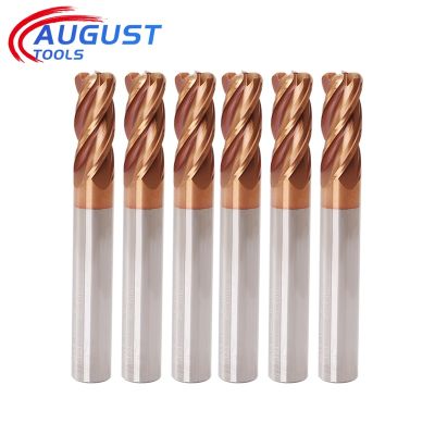 Augusttool Corner Radius End Mill CNC R Bull Nose Milling Cutter ทังสเตนคาร์ไบด์เหล็ก Router เครื่องมือ R0.5 R1 4Flutes