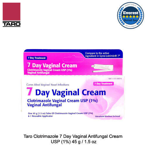 Taro Clotrimazole 7 Vaginal Cream - 45g Pack Of 2 For Yeast Infection Relief