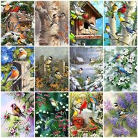 AZQSD Diamond Painting Birds Full Square Diamond Embroidery Animal Mosaic Winter Picture Of Rhinestones Cross Stitch Home Decor