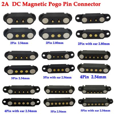 1-10sets 2A DC Magnetic Pogo Pin Connector 2Pin 3Pin 4Pin 5Pin Pogopin Male Female Spring Loaded DC Power Socket 2P 3P 4P 5P