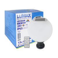 LUMAX ชุดโคมหัวเสาโซล่าร์พร้อมหลอด LED รุ่น EBDR101-12W/BK-24LED/D250/CCT