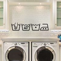 1pc Creative Washing Machine Sign Removable Art Wall Sticker Laundry Room Wallpaper Home Living Room Decor Wall Decal Stickers