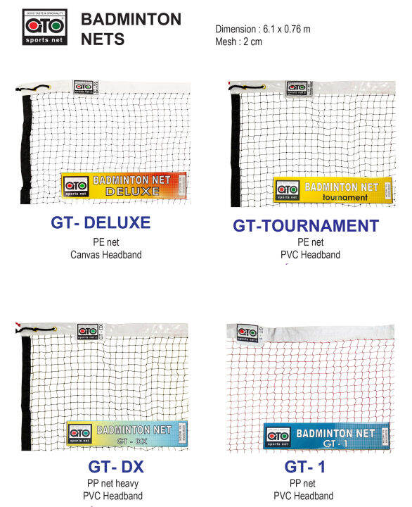 BADMINTON NETS Dimension 6.1 x 0.76 m Mesh 2 cm [Ready Stock] Lazada