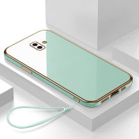 เคส Samsung J4 J6 Plus 2018 Case หรูหรา 6D ชุบซิลิโคนอ่อนนุ่มกรอบสี่เหลี่ยมเงา Bling ปกหลัง