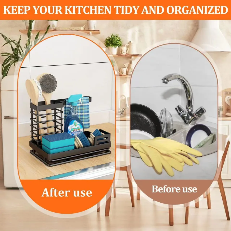 Sponge Wipe Holder Kitchen Sink Organizer with Removable Drain