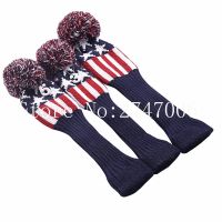 3pcs Knitted Golf Head Covers Wood Pom Pom Golf Club Headcovers for Driver Fairway Wood 3 5 Wood Head Cover