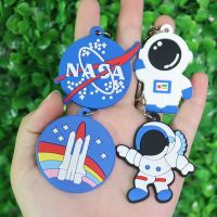 1PCS PVC Keychain Kawaii Cartoon Key Rings Astronaut Universe Pattern Key Holders Fit Adult Car Keys Kids Party Gift Trinkets Key Chains