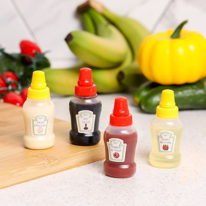 2pcs/set 25ML Mini Tomato Ketchup Bottle Portable Small Sauce Container  Salad Dressing Container Pantry Containers for Bento Box