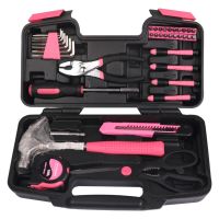 39 Piece Tool Set, Hand Tool Household Repair Tools Kit, Mechanics Women Pink