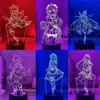 【Genshin Impact 】Night Light Lamp LED Touch Remote Acrylic Lighting Yoimiya Ganyu Kazuha Xmas Gift Souveniors Props