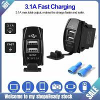 3.1A Dual USB Port Charger Socket Outlet 12V LED Waterproof For Motorcycle Car Fast Charging