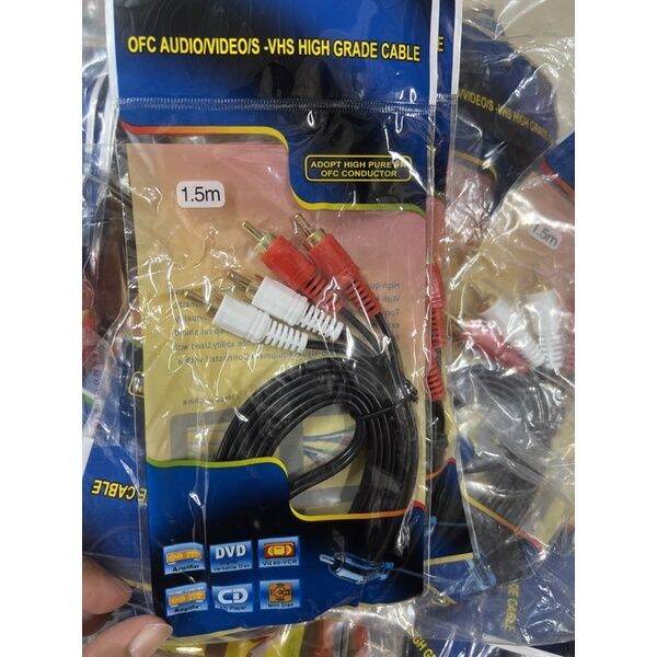 hot-2ออก-2-สายav-audio-1-5เมตร-สินค้าหมดเร็วมาก-พร้อมส่ง-2ออก-2-สายav-audio-1-5เมตร