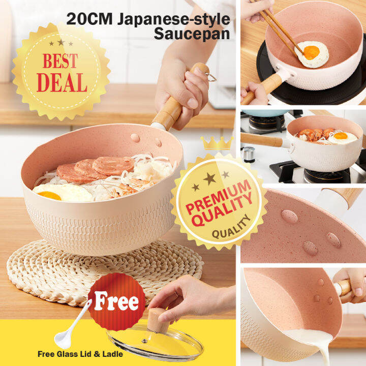 20CM Traditional Japanesestyle Saucepan with Lid and Pour Spout