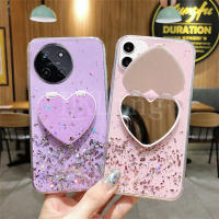 เคสเคสโทรศัพท์ Realme11 NFC Realme 11 4G 5G / 11 NFC / 11X 5G / 11 Pro / 11 Pro + หรูหราพื้นที่ดาวแวววาวฝาหลัง Realme 11Pro กับการแต่งหน้าด้วยตัวยึดกระจกความรัก