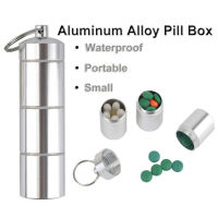 With Keychain 1Pc Pill Bottle Pocket Aluminum Alloy Capsule Shape Pill Container Organizer Box Medicine Case Pill Box